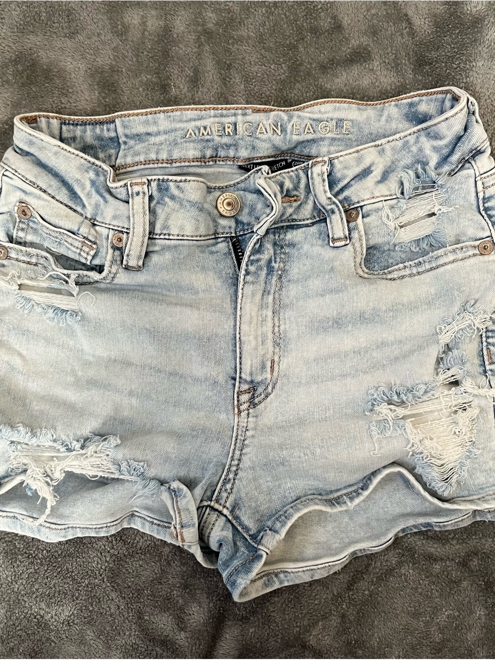 American Eagle Outfitters Light Wash Distressed Denim Shorts